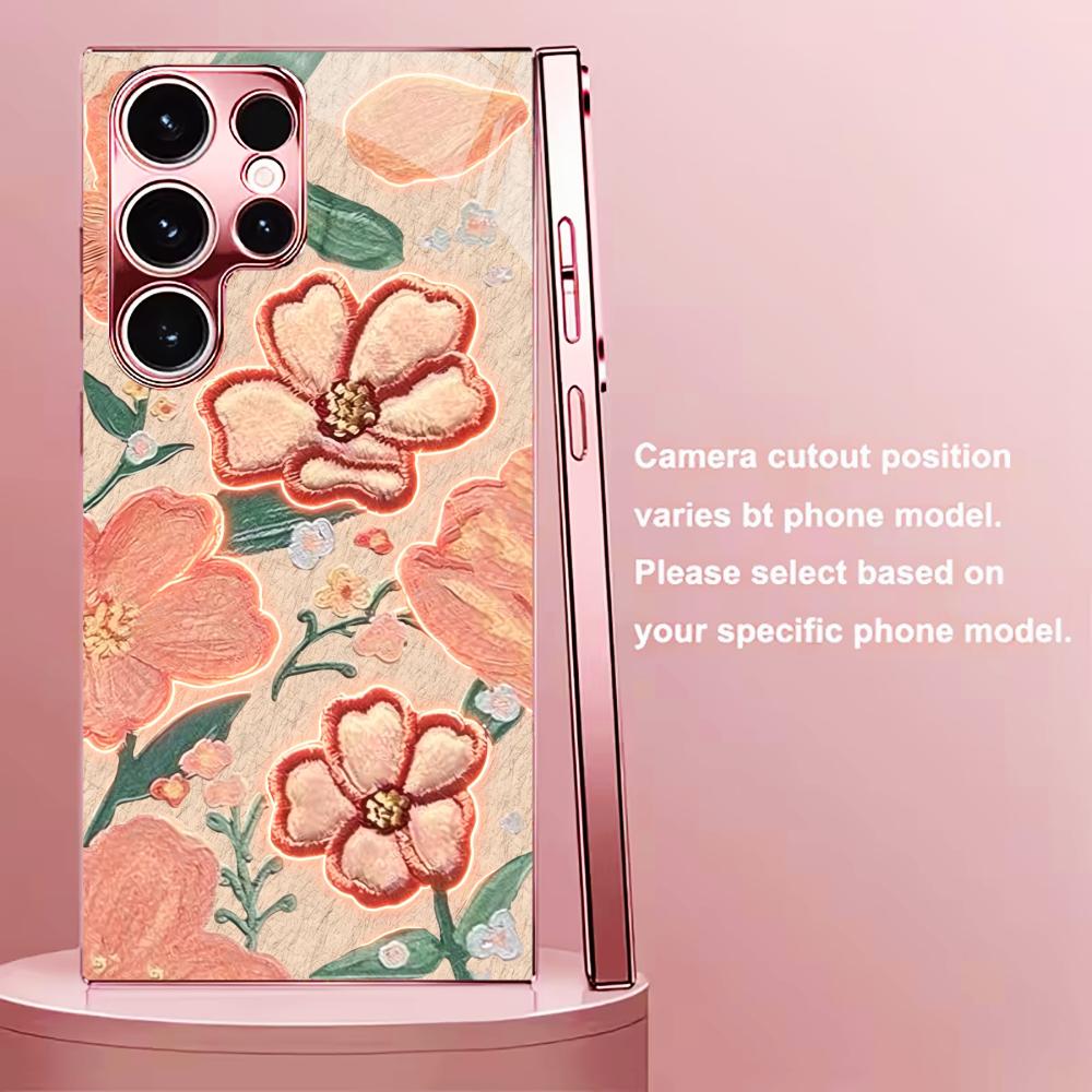 Phone Cases Quad Lock - เคสโทรศัพท์ลายดอกพีชเรืองแสง รุ่น s26 ultra case quad