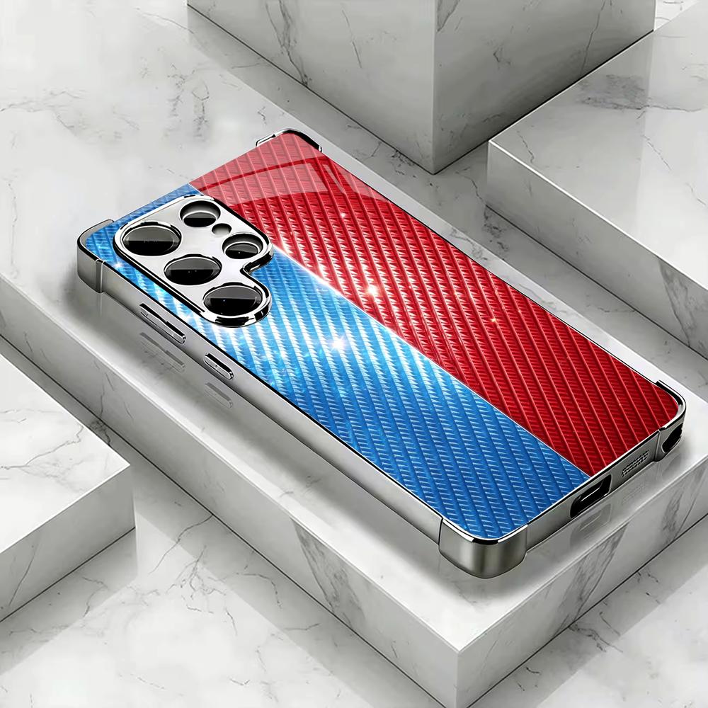 Phone Cases Quad Lock - เคสโทรศัพท์คาร์บอนไฟเบอร์สีแดงและสีน้ำเงิน รุ่น S26 Ultra พร้อมกระจก Quad