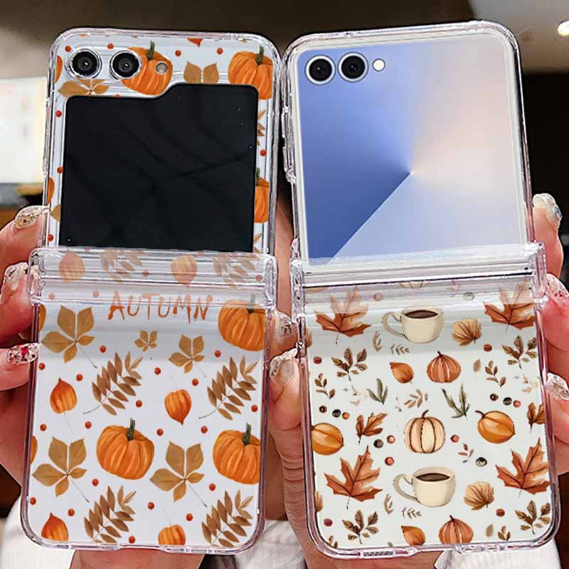 Phone Cases Z Flip 7 - เคสโทรศัพท์ลายใบเมเปิลฤดูใบไม้ร่วง สำหรับ Samsung Galaxy Z Flip