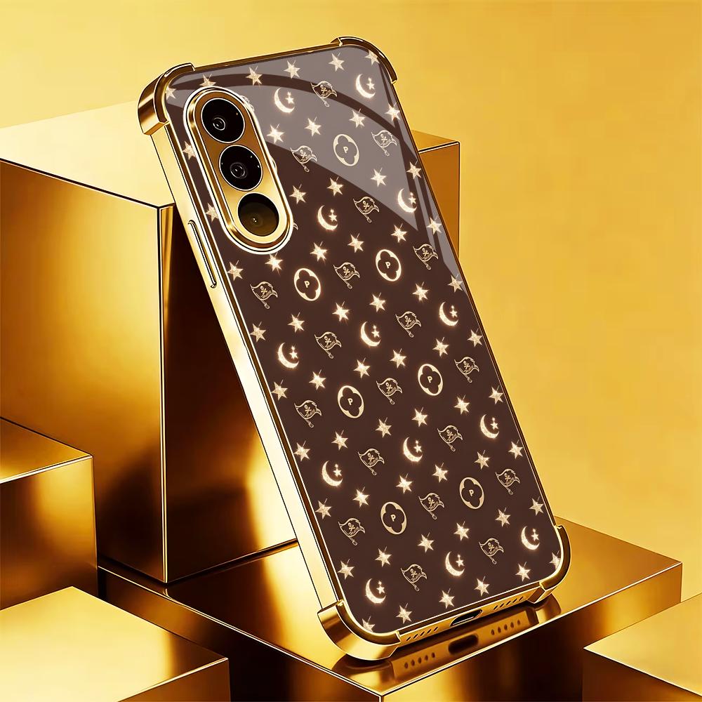 Phone Cases Quad Lock - เคสโทรศัพท์สีน้ำตาลทองสุดหรูระดับไฮเอนด์ รุ่น S26 Ultra พร้อมกระจก Quad