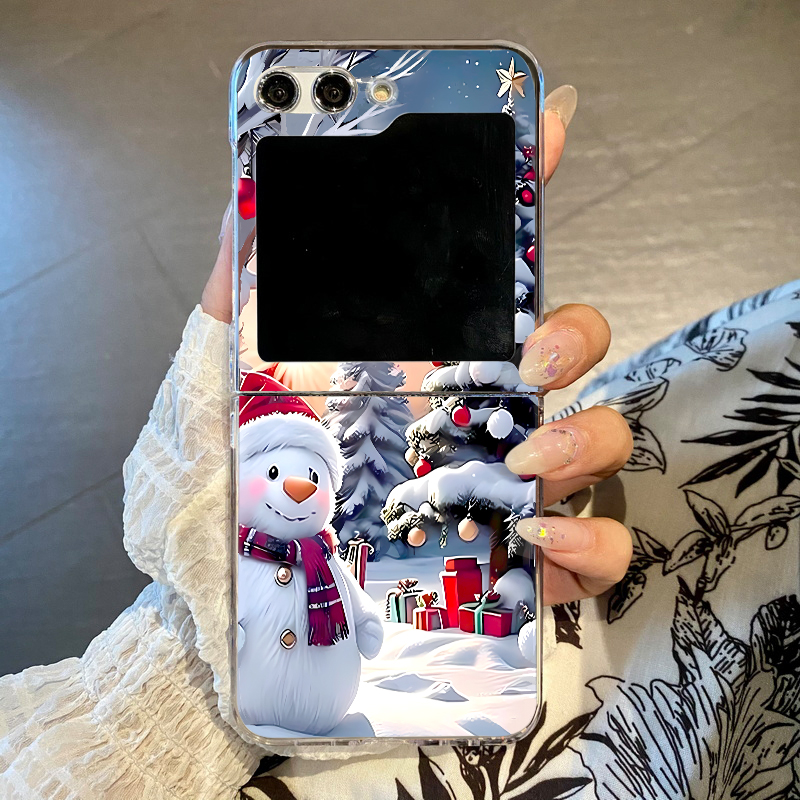 Phone Cases Z Flip 7 - เคสโทรศัพท์ลายกวางเรนเดียร์และสโนว์แมนสำหรับคริสต์มาส สำหรับ Samsung Galaxy Z Flip