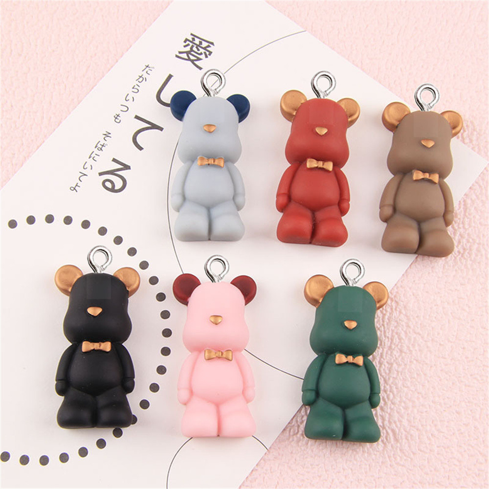 Phone Cases Websites - ชาร์มเรซิ่นรูปหมีผูกโบว์ 10 ชิ้น สำหรับทำต่างหู สร้อยคอ DIY