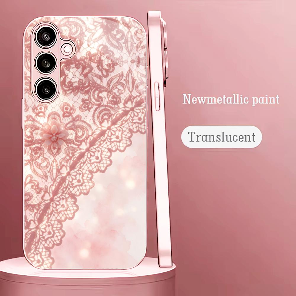 Phone Cases Quad Lock - เคสโทรศัพท์ลายลูกไม้สีชมพูสุดหรู s26 ultra case quad lock