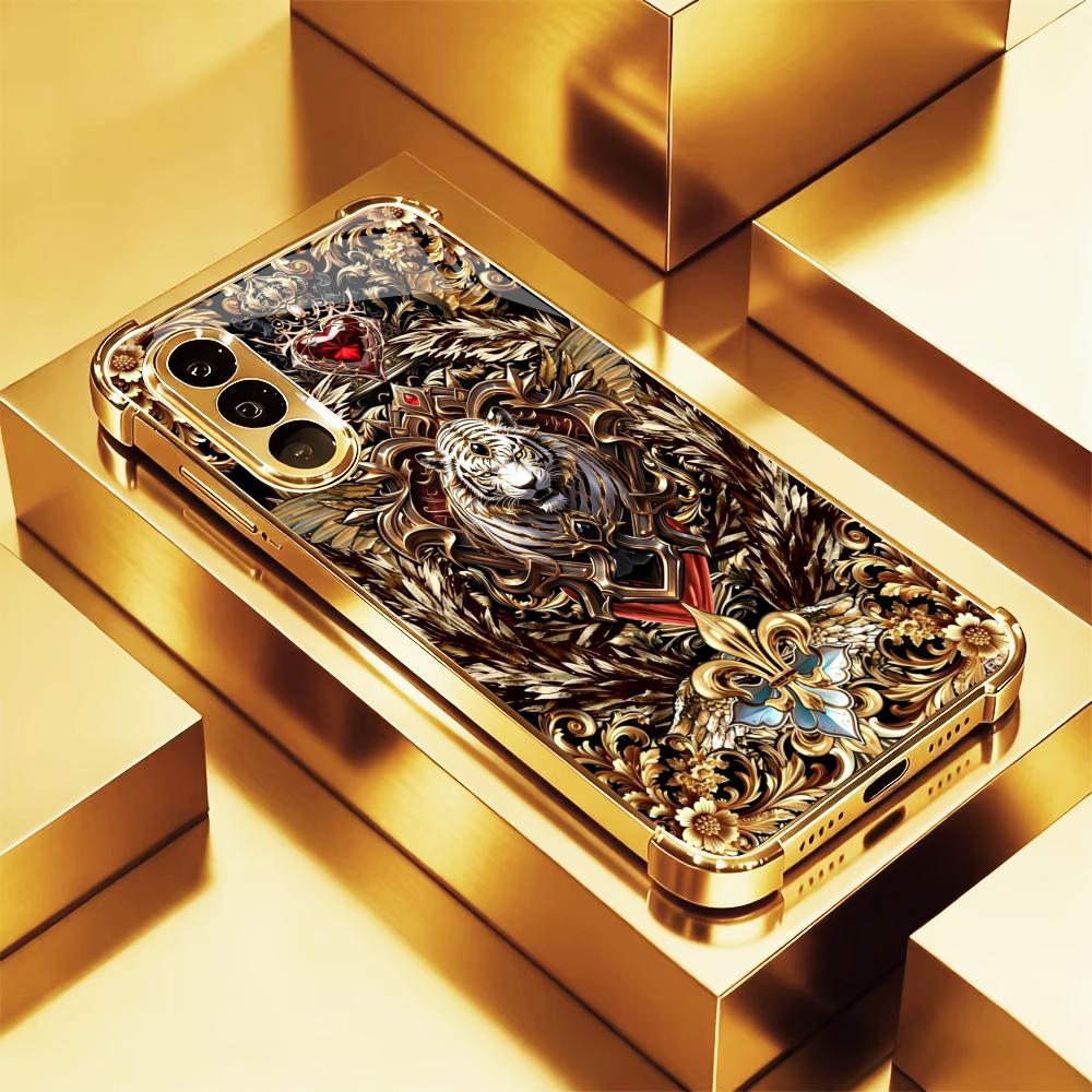 Phone Cases Quad Lock - เคสโทรศัพท์ลายเสือทองคำ รุ่นแฟชั่น s26 ultra case quad
