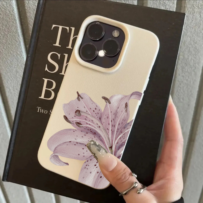 Phone Cases Purple - เคสโทรศัพท์ลายดอกลิลลี่สีม่วง สำหรับ iPhone 17 16 15