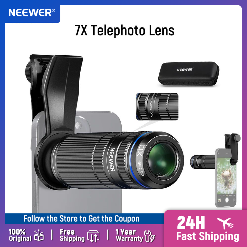 Phone Cases Websites - NEEWER 7X เลนส์ Telephoto พร้อมคลิปเลนส์กล้องโทรศัพท์, มาโคร