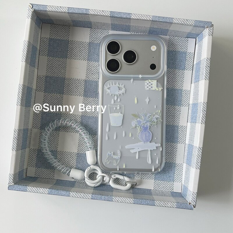 Phone Cases Korean - เคสโทรศัพท์ลายแจกันน้ำตาสีน้ำเงินสไตล์เกาหลี สำหรับ iPhone 17Air 16 15