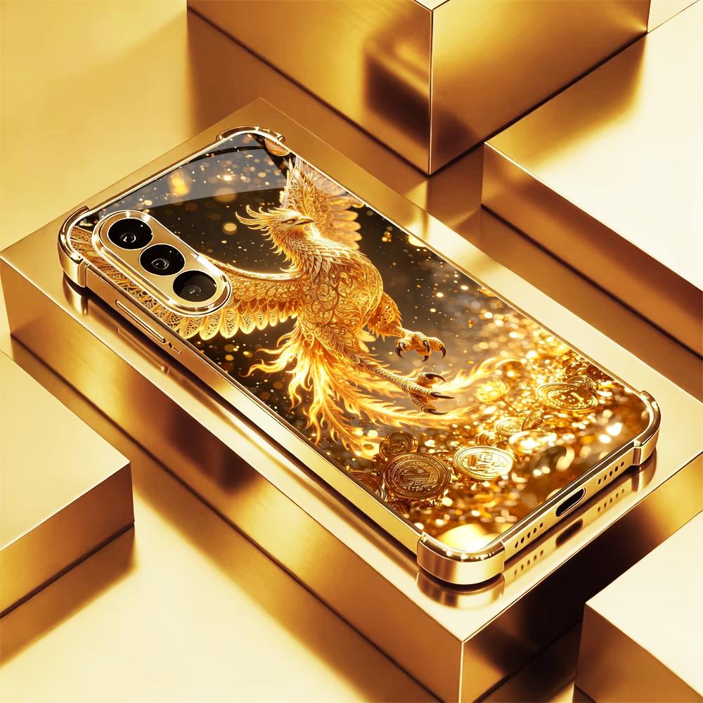 Phone Cases Quad Lock - เคสโทรศัพท์หรูหราลาย Golden Bird รุ่น s26 ultra