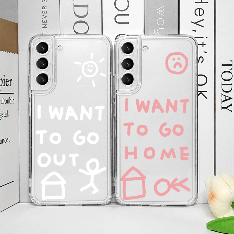 Phone Cases Korean - เคสโทรศัพท์ลายเกาหลีน่ารักเรียบง่าย I Want To Go Home