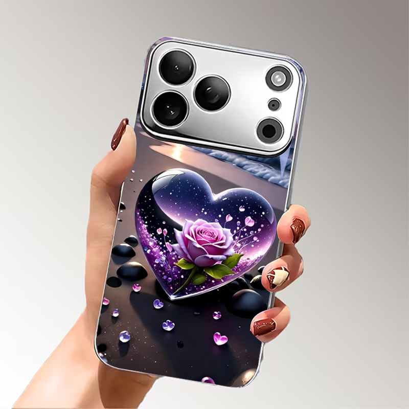 เคสโทรศัพท์สีเงินชุบไฟฟ้าลายดอ - Phone Cases Purple บทวิจารณ์และราคา