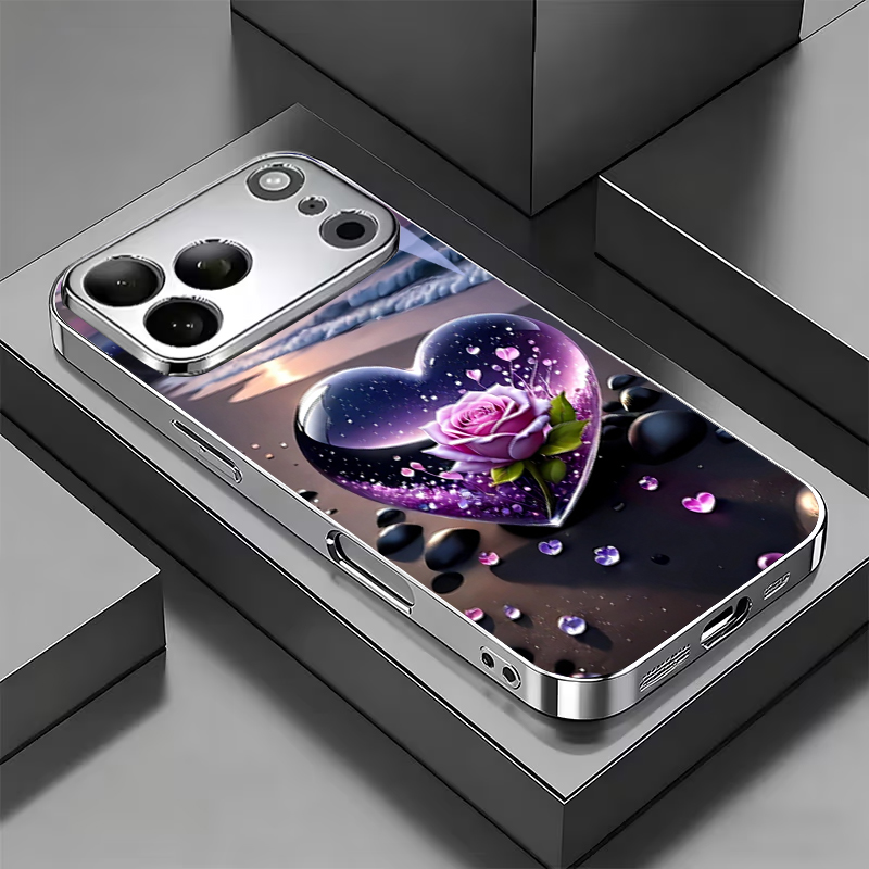 เคสโทรศัพท์สีเงินชุบไฟฟ้าลายดอ - Phone Cases Purple บทวิจารณ์และราคา
