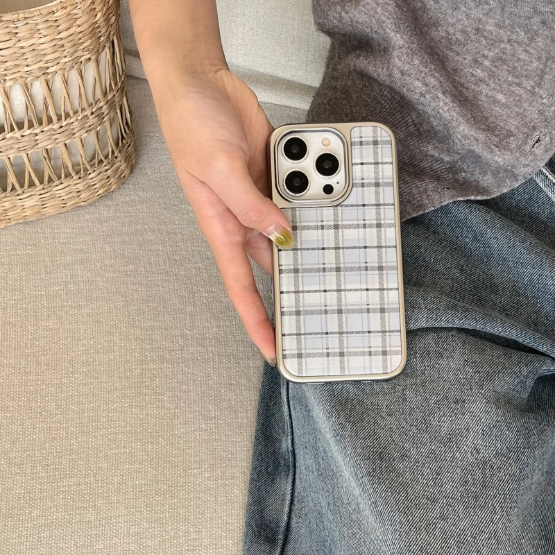 เคสโทรศัพท์ลายสก็อตสีน้ำเงินสไ - Phone Cases Korean บทวิจารณ์และราคา