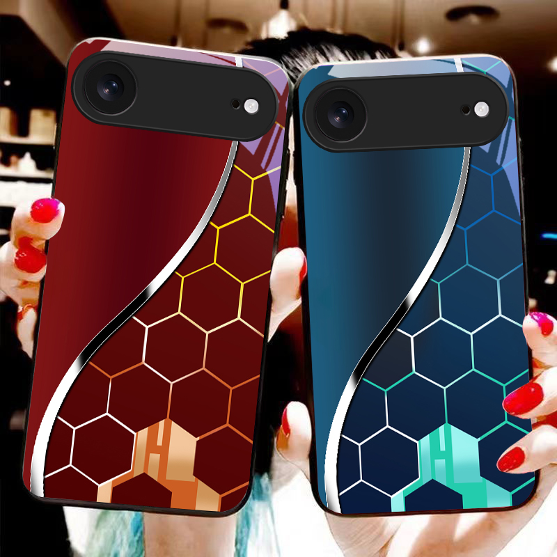 เคสโทรศัพท์แก้วสีดำลายรังผึ้งส - Phone Cases Purple บทวิจารณ์และราคา