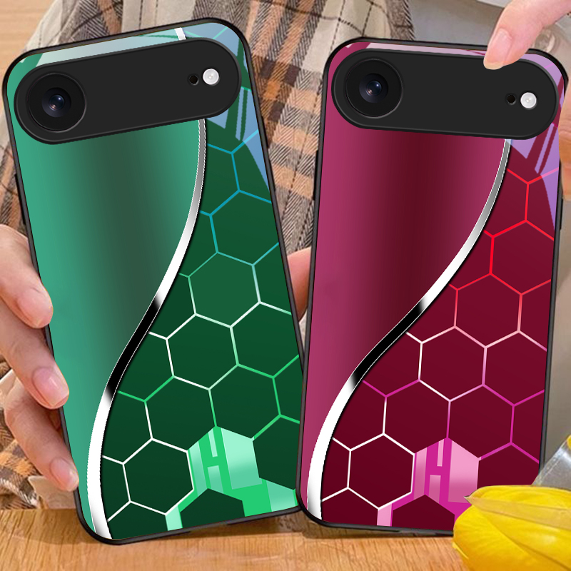 เคสโทรศัพท์แก้วสีดำลายรังผึ้งส - Phone Cases Purple บทวิจารณ์และราคา
