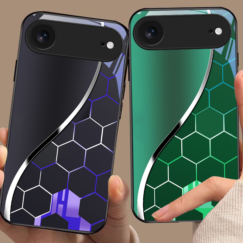 เคสโทรศัพท์แก้วสีดำลายรังผึ้งส - Phone Cases Purple บทวิจารณ์และราคา