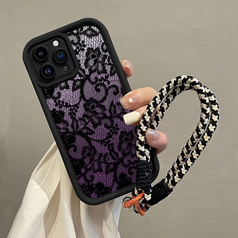 เคสโทรศัพท์แบบสายคล้องลูกไม้สี - Phone Cases Purple บทวิจารณ์และราคา